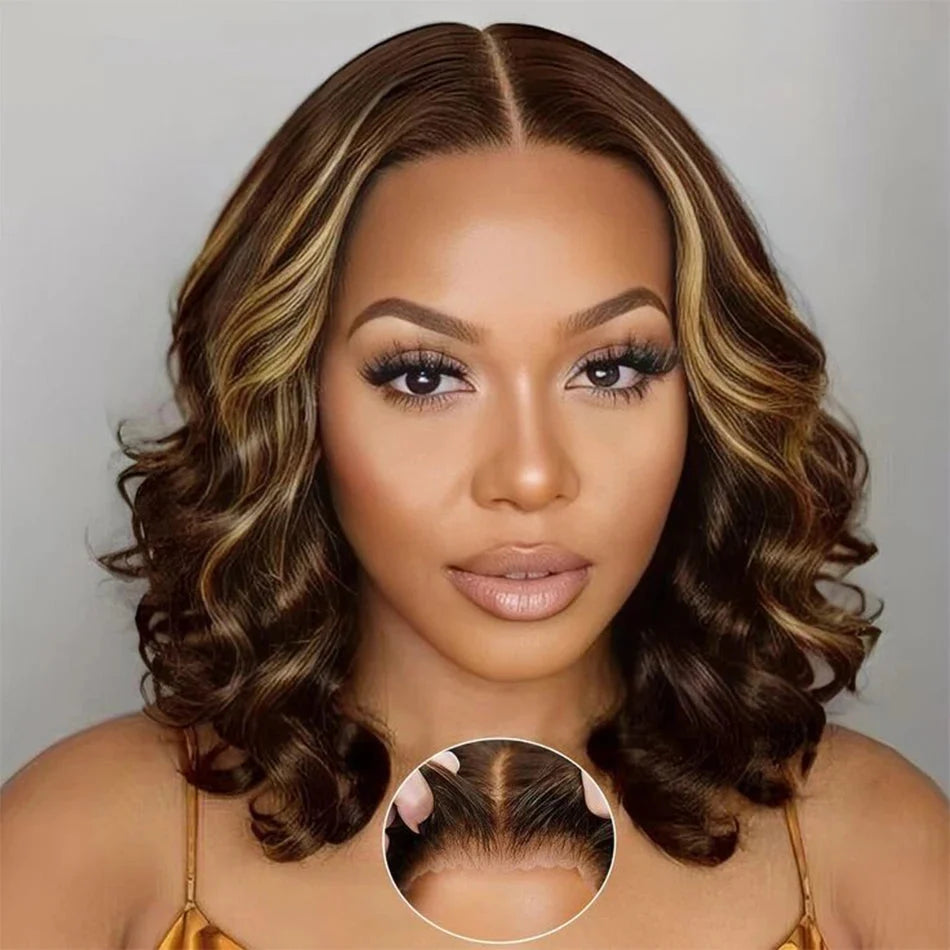 100% Human Hair Curly Bob Wigs | 5x5 HD Lace Closure, Glueless Ready to Wear