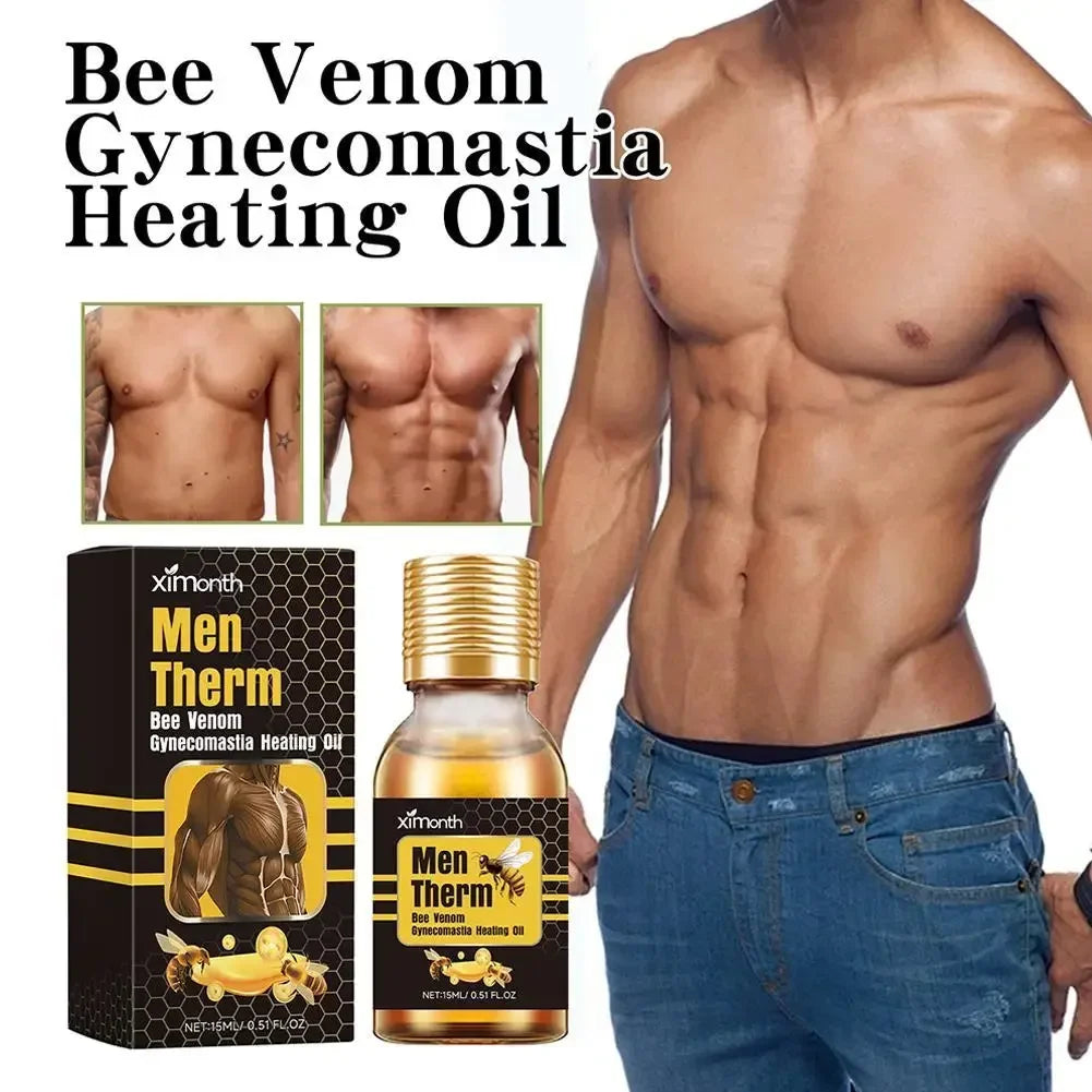 15ml Men's Bee Male Breast Warming Oil Chest Firming Massage Serum Chest Firming Oil Skin Care