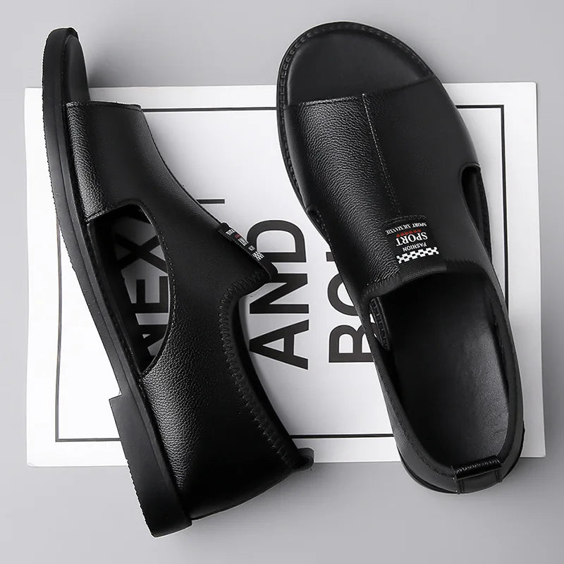 Brand Man Sandals Designer Fashion Leather Casual for Men Summer Comfortable Beach Slippers Outdoor Non-slip Men Sandalias 2026