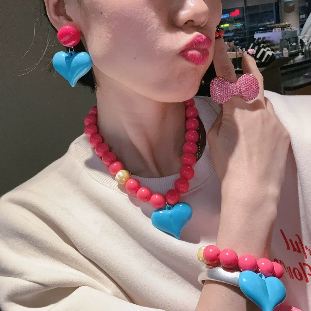 Fashionable Summer Pendant Necklace Simple And Elegant Bracelet Sweet Necklace New Heart-Shaped Jewelry Accessory