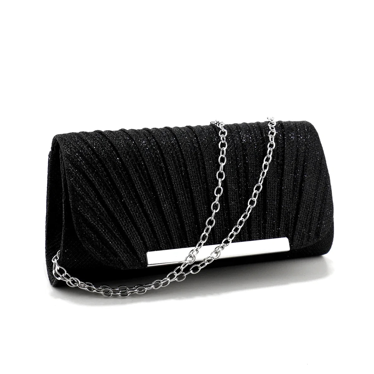 Metal Luxury Women Evening Bags | Ruched Design Sequined Small Envelope Shaped Box Party Wedding Event Handbags Purse