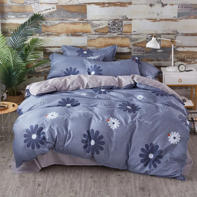 Lovely Cartoon King Size Duvet Cover Set 220x240 Skin Friendly Double Bed Quilt Cover Blanket Comforter Cover and Pillowcase