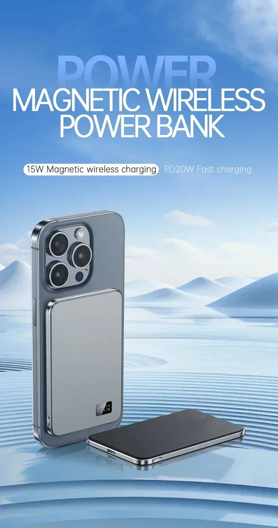 Lenovo Magnetic Wireless Power Bank PD22.5W Fast Charging Magsafe External Battery 500000mAh For iPhone Xiaomi
