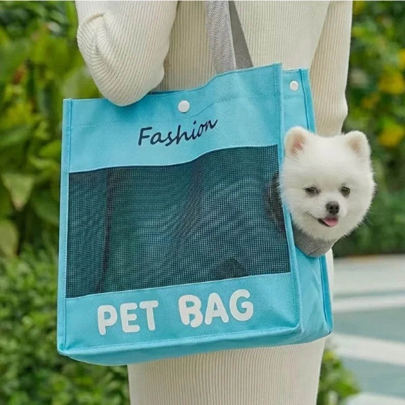 Fashion Portable Pet Tote Bag Breathable Mesh Cat Dog Shoulder Bag Outdoor Travel Handbag Small Puppy Kitten Transport Bag