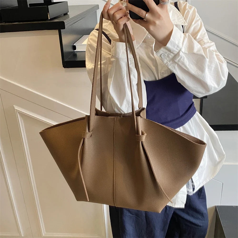 Luxury Designer 2-in-1 Shopper Tote Set | Branded Soft PU Leather Shoulder Handbag for Women (Big Capacity)