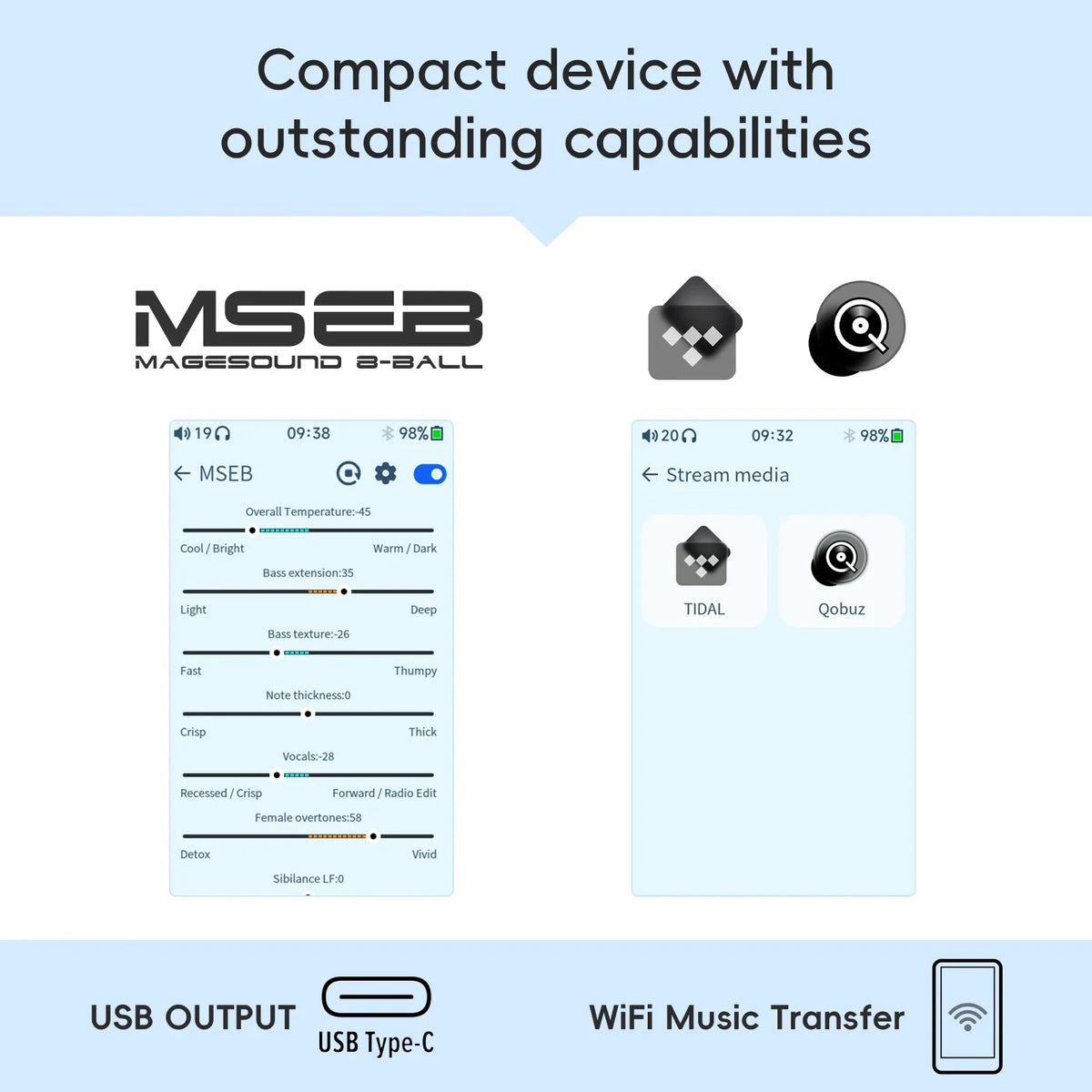 HiBy R1 HiFi Audio Music Player MP3 USB DAC WiFi Bluetooth 5.1 DSD256 PCM384kHz/32bit X1600E CS43131 MSEB Web Radio 3.5mm Output