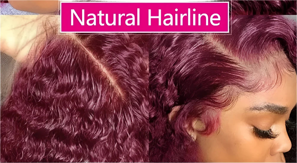 30 Inch Burgundy 99J Curly Human Hair Wig | 13x6 Lace Frontal | 200% Density