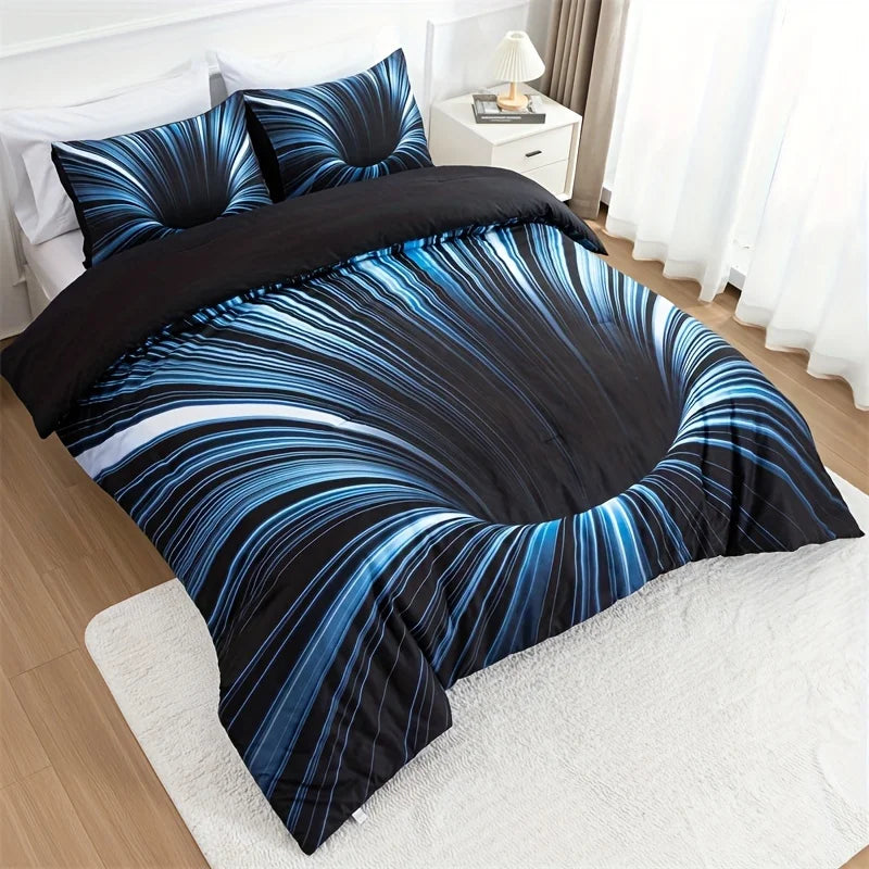 3pcs Duvet Cover Set  blue and Black 3D Bedding Cover, Men Women Adults Bedroom Decor Comfortable and soft fabric no pillow core