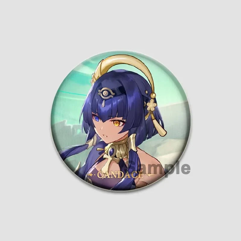 Genshin Impact Game Brooches 58mm Round Button Pins for Backpack Jackets Jewelry Cartoon Cosplay Badge Hutao Zhongli Xiao Badges