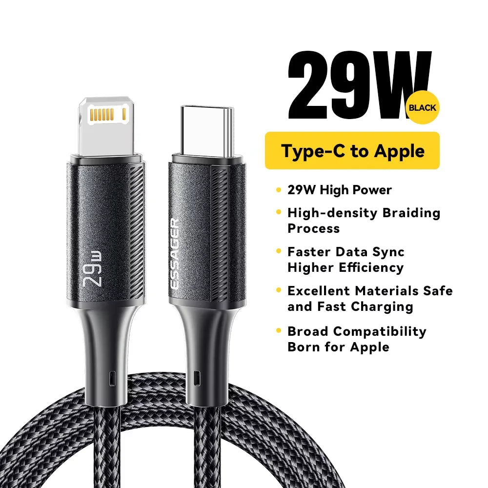 Essager USB C Cable For iPhone 14 13 12 11 Pro Max Xs Plus 29W Fast Charging Cable Type C To Lighting Date Wire For iPad Macboo