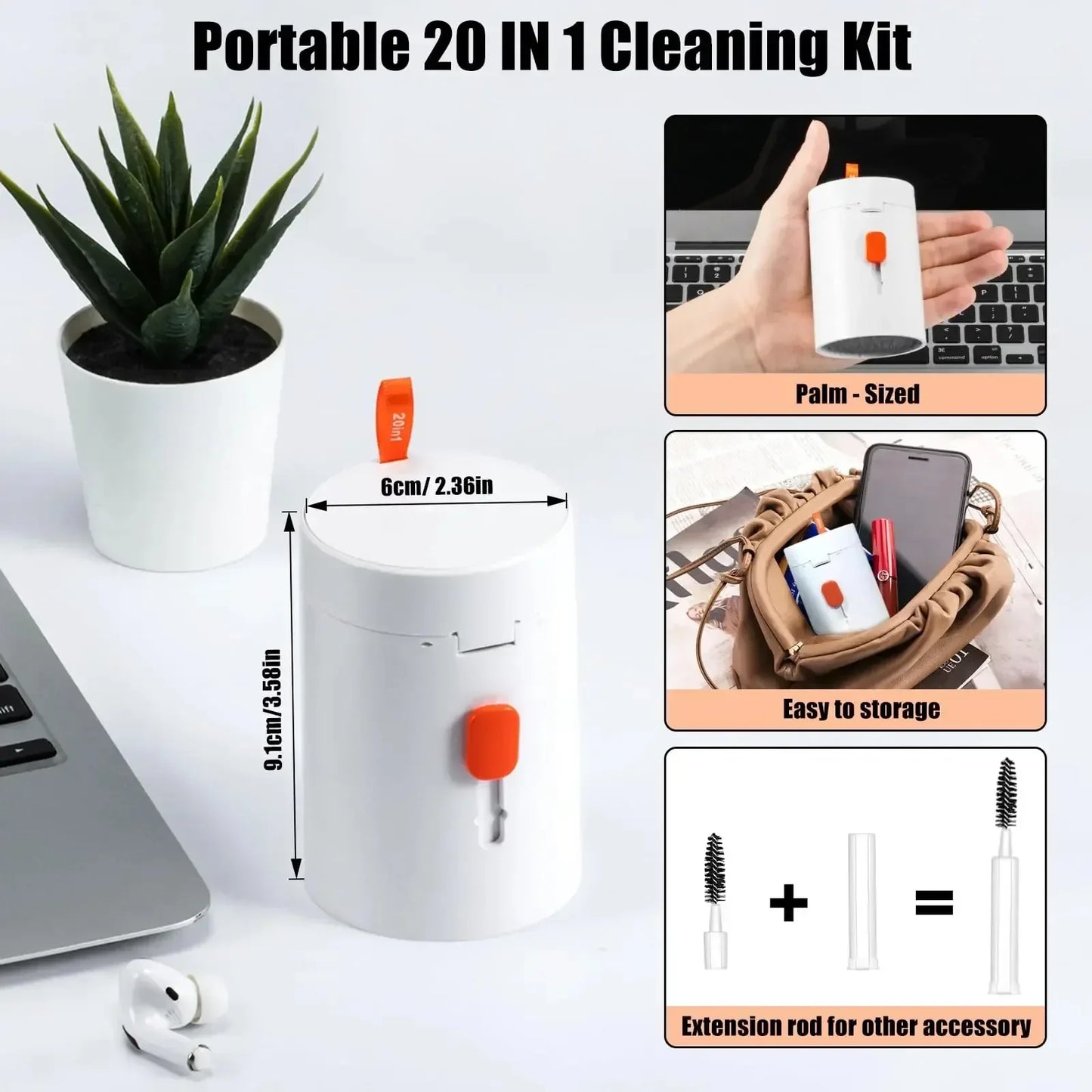 Multifunctional 20-in-1 Cleaner Kit Earphones Cleaning Pen brush Screen Cleaner Computer Keyboard Brush Keycap Puller