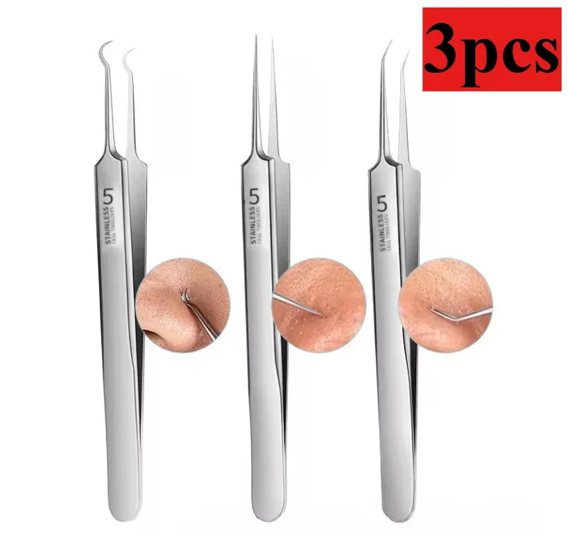 German 1/3/8Pack Extra Fine No. 5 Cellular Acne Blackhead Tweezers - Facial Beauty Remove Acne Needle Tools for Skin Care Tools