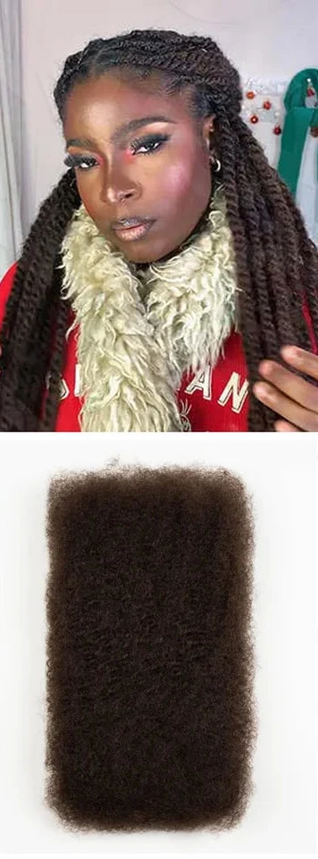 Rebecca Afro Kinky Bulk Human Hair for Braiding | Remy Virgin Brazilian Extensions (Multi-Color)