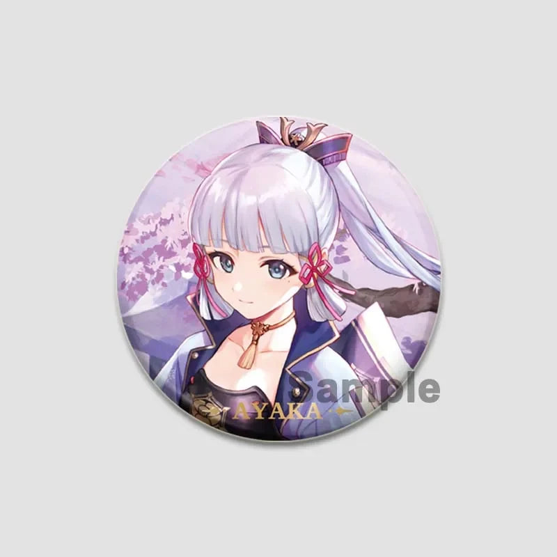 Genshin Impact Game Brooches 58mm Round Button Pins for Backpack Jackets Jewelry Cartoon Cosplay Badge Hutao Zhongli Xiao Badges