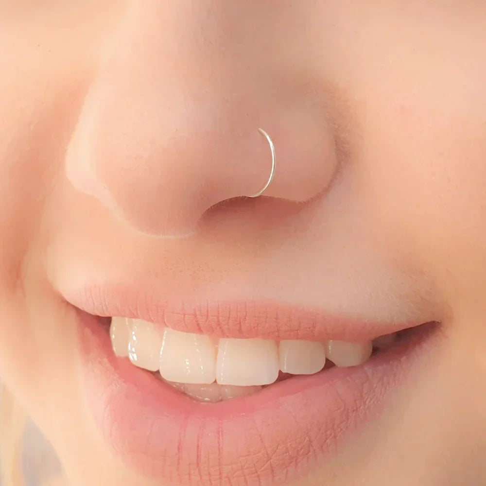 1pc Stainless Steel Nose Septum Clicker 20G 16G Flower Cubic Zirconia Decorated Piercing Nose Ring, Suitable For Daily Wear