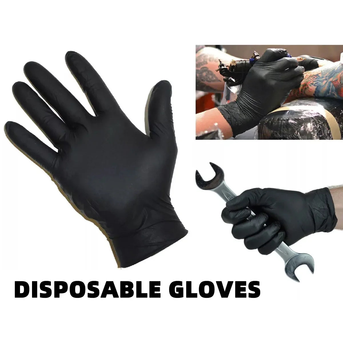 100/50/20/10pcs Black Nitrile Gloves Thickened Disposable Cleaning Hairdressing Gloves Waterproof Household Industrial Gloves