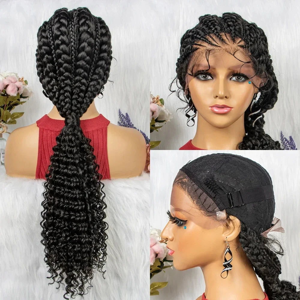 Braided Ponytail Wig | Kinky Curly Lace Front with Baby Hair
