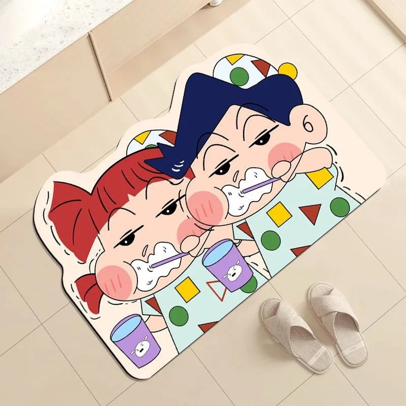 30*40cm Shower Room Water Uptake Mat Quick Drying Fashionable and Exquisite Cartoon Crayon Shin Chan Anime Anime Periphe