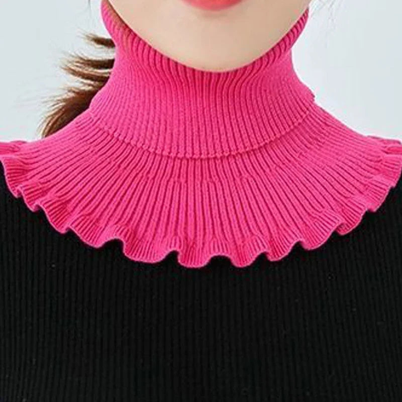 Warm Knitted Fake Collar Women Thicken Turtleneck Ruffles False Collars Detachable Neck Guard Winter Windproof Fake Collar