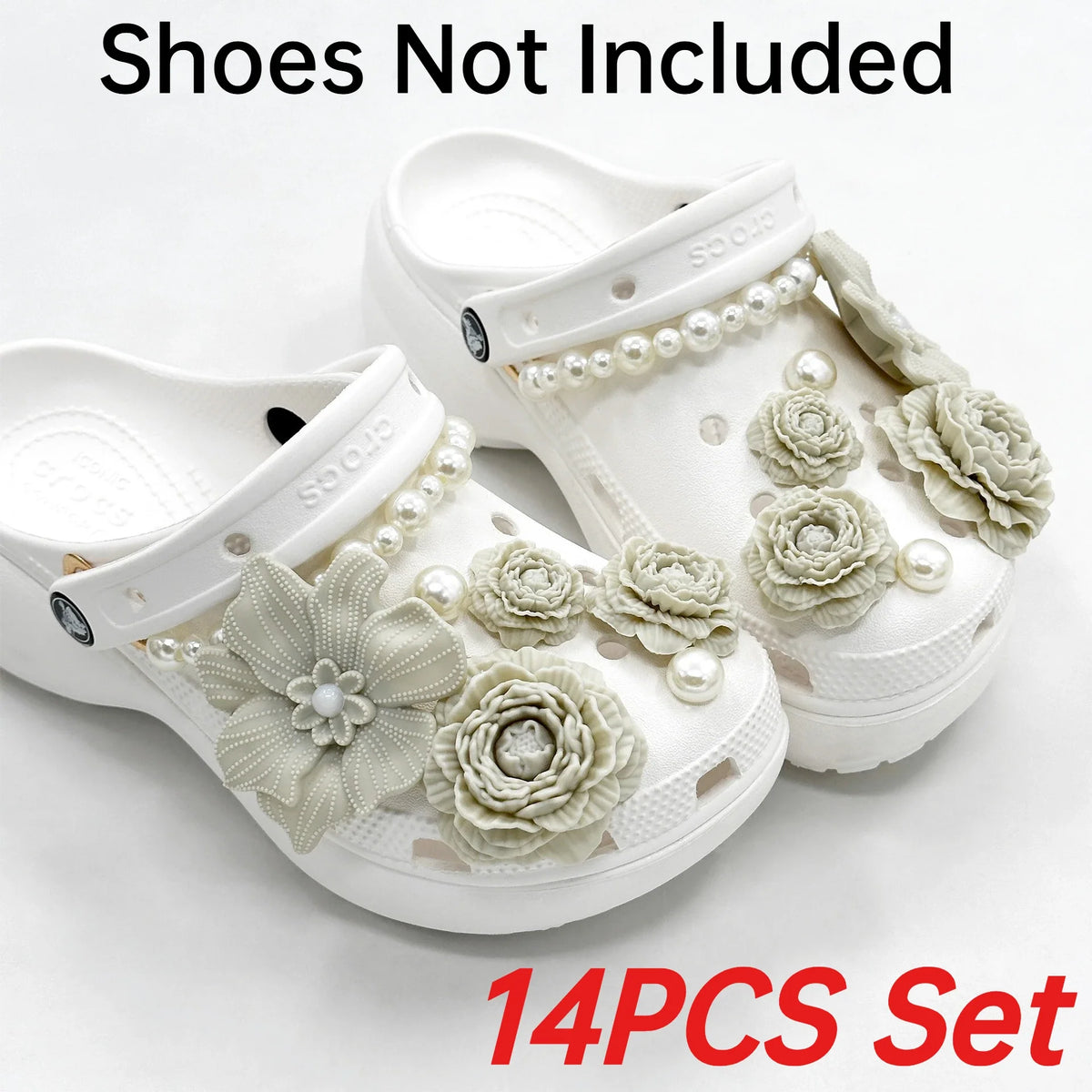 Cute Shoe Charms Set DIY Flower Hole Shoe Buckle Shoes Accessories 3D Flower Bouquet Bone White Hole Shoe Decorations For Women
