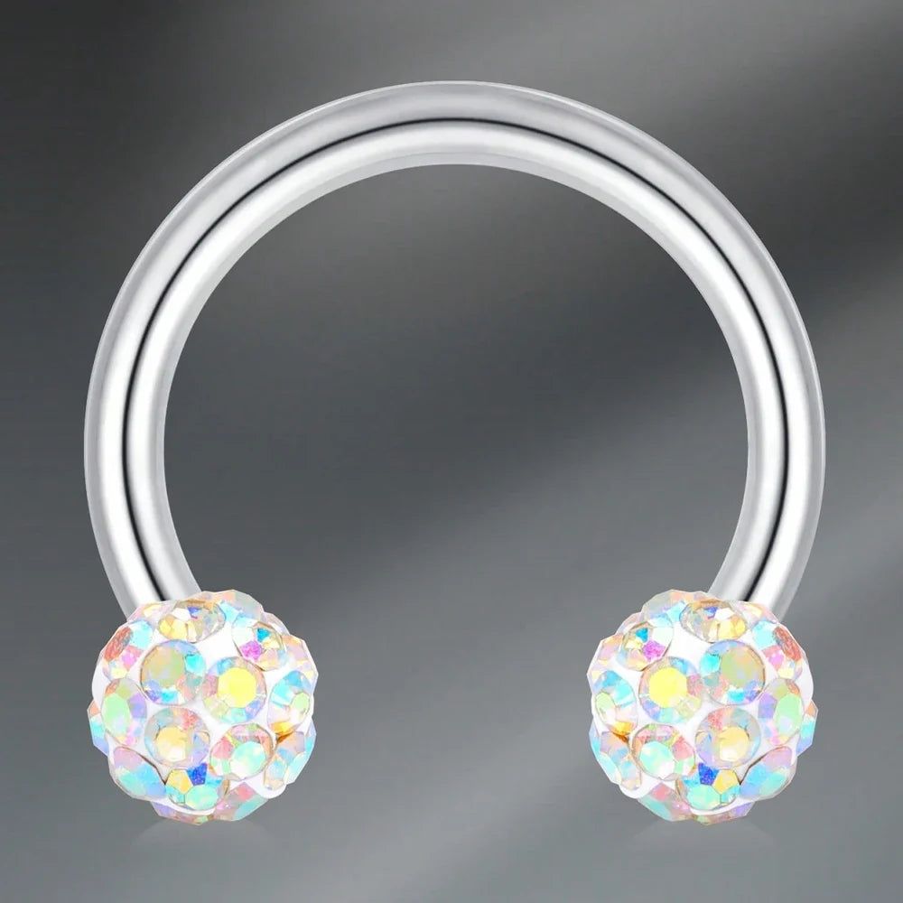 1pc Stainless Steel Nose Septum Clicker 20G 16G Flower Cubic Zirconia Decorated Piercing Nose Ring, Suitable For Daily Wear