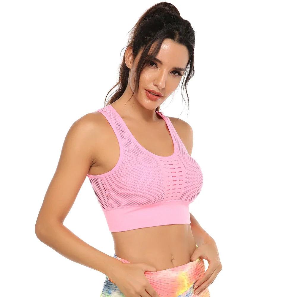 Hot Fitness Women's T-shirts Workout Sports Bra Yoga Vest Backless Solid Quick Dry Running Gym Sport bra Yoga Shirts Tank Top
