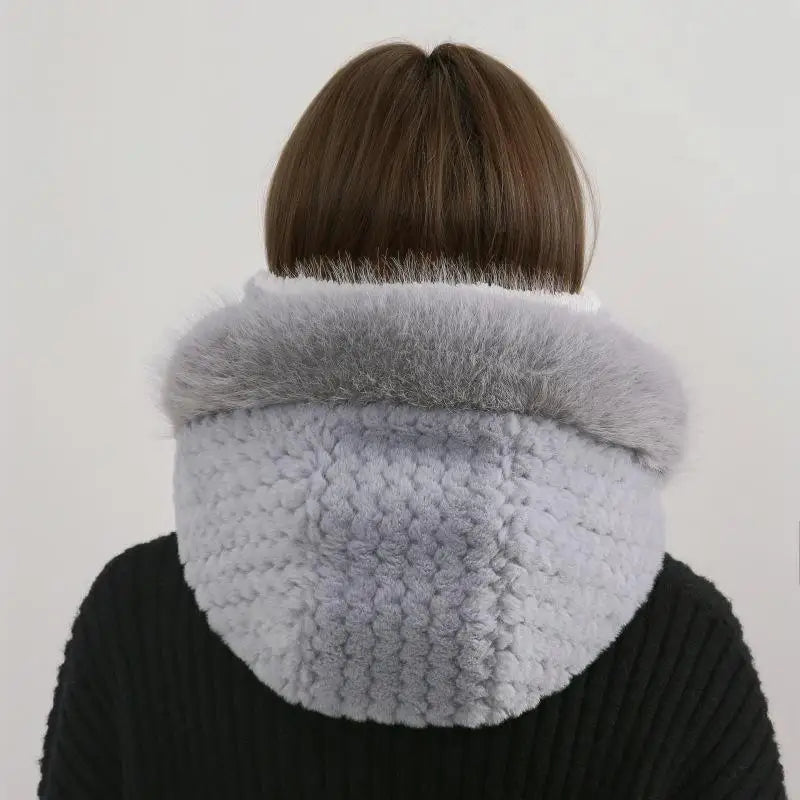 Simple Solid Color Cycling Windproof Cap Thickened Neck Warmer Ear Protection Hat Keep Warm Windproof Winter Hat Scarf Set