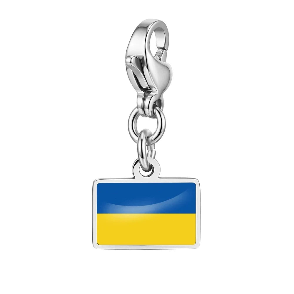 10mm Country Flag Charms Pendant Necklace Bracelet Keychain Bagchain Stainless Steel  Jewelry A Commemorative Gift For A Friend