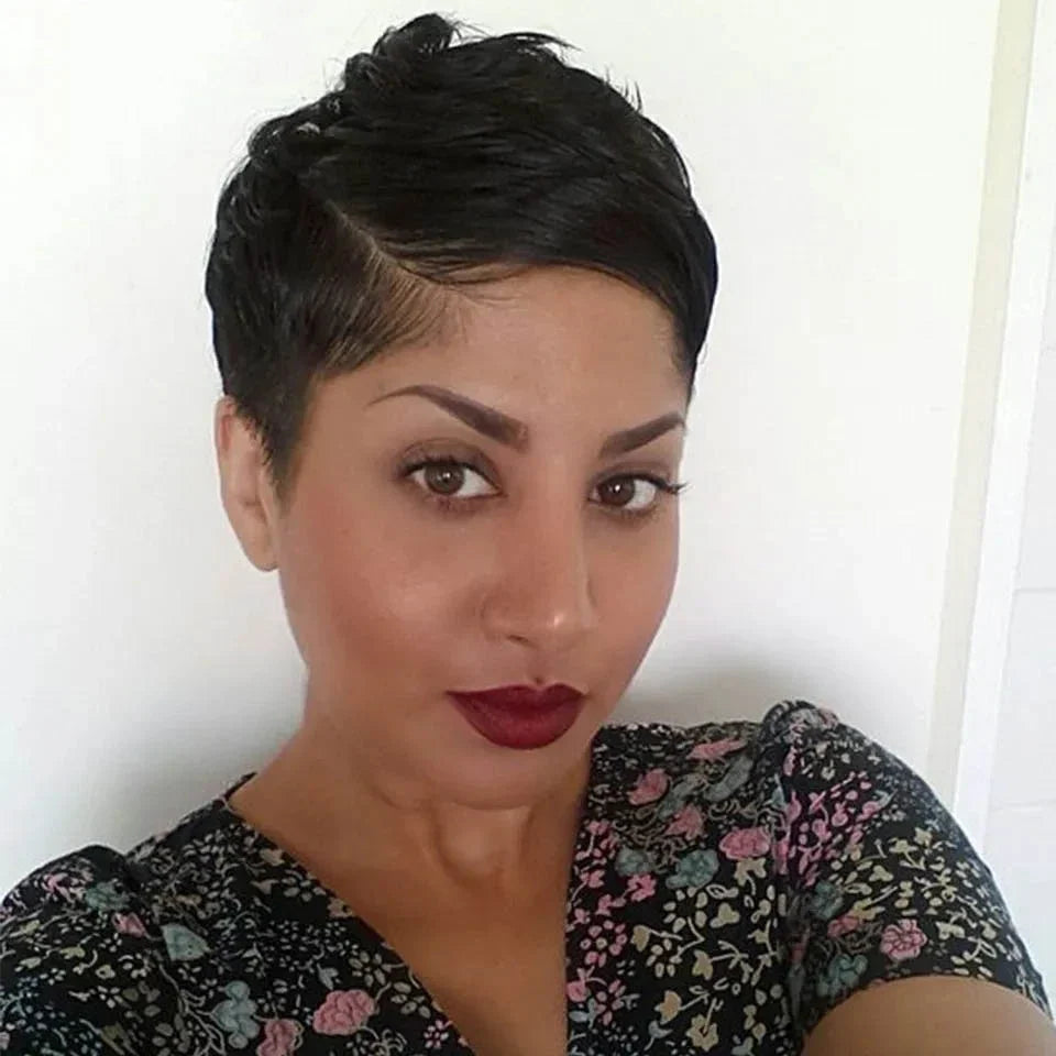 Peruvian Straight Pixie Cut Bob Wig | T-Part Transparent Lace Human Hair (Pre-Plucked Hairline)
