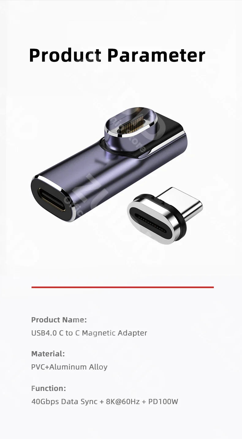 USB4.0 Thunderbolt3 Magnetic Adapter USB C To Type C 40Gbps 100W Fast Charging Magnet Converter Cable 8K@60Hz USB Type C Adapter