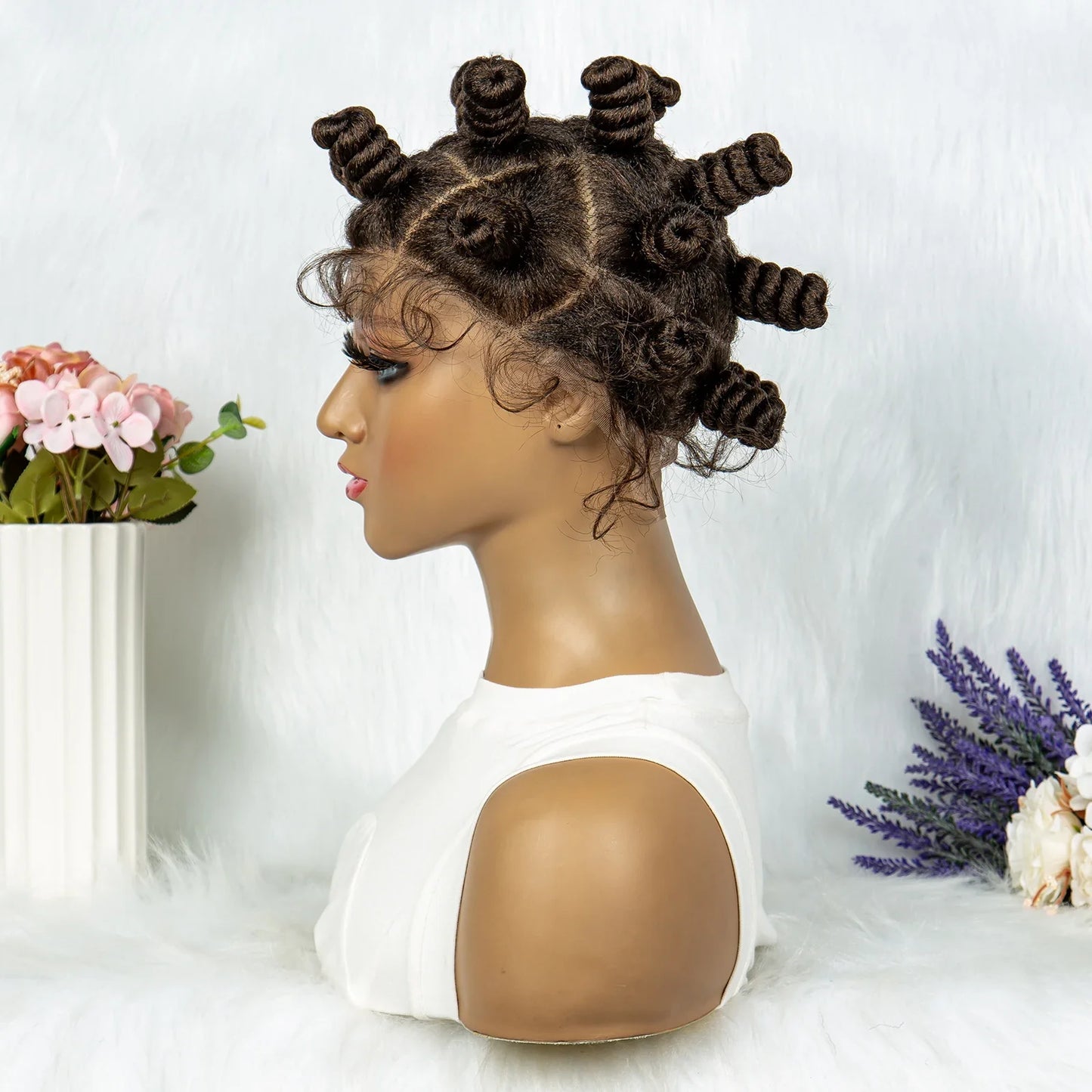 Knotless Braids Wig with Twist Buns | Full Lace African Braiding Hair