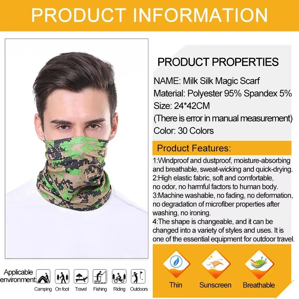 LOOGDEEL Sun Protection Bib Spring and Summer Motorcycle Neck Cover Sports Magic Bandana Riding Mask Full Face Outdoor Ice Silk