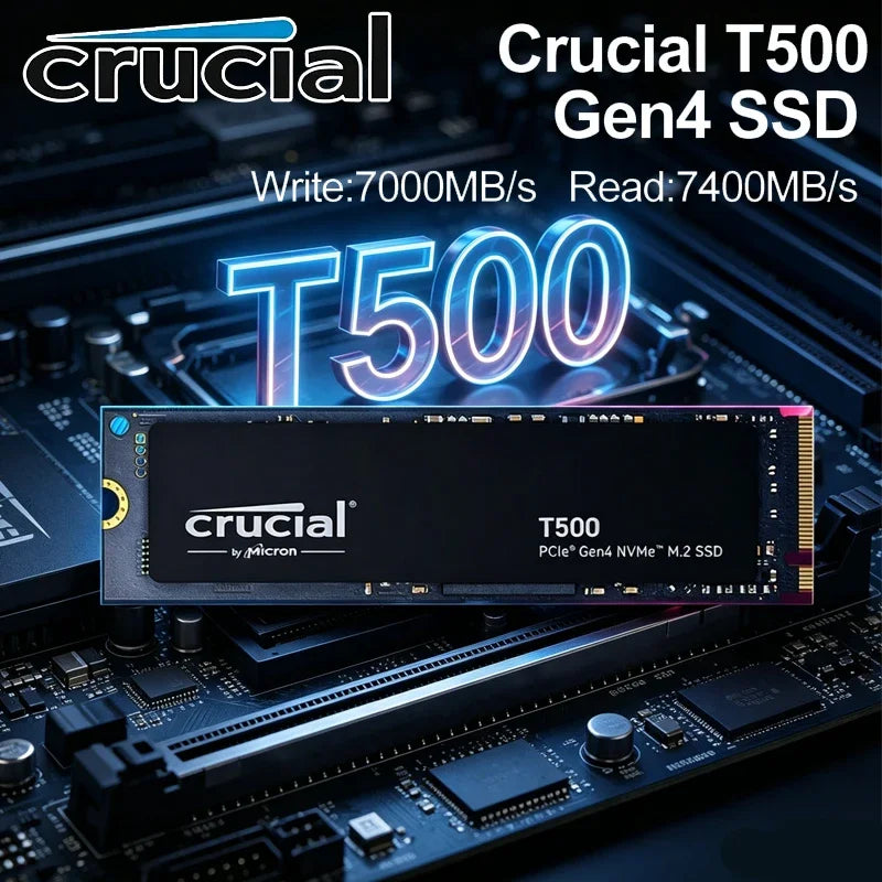 Crucial T500 1TB PCIe Gen4 NVMe M.2 SSD 7300MB/s High Speed Gaming Drive,Fit PS5 Laptop PC,OEM Original CT1000T500SSD8