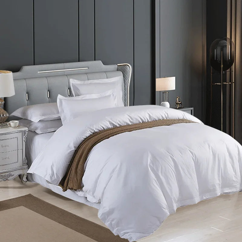 1set Luxury 100 Egypt Cotton Duvet Cover 5 Stars Hotel  Quilt Cover Pure Cotton Satin Strip Bed Line Duvet Case 2pcs Pillowcases