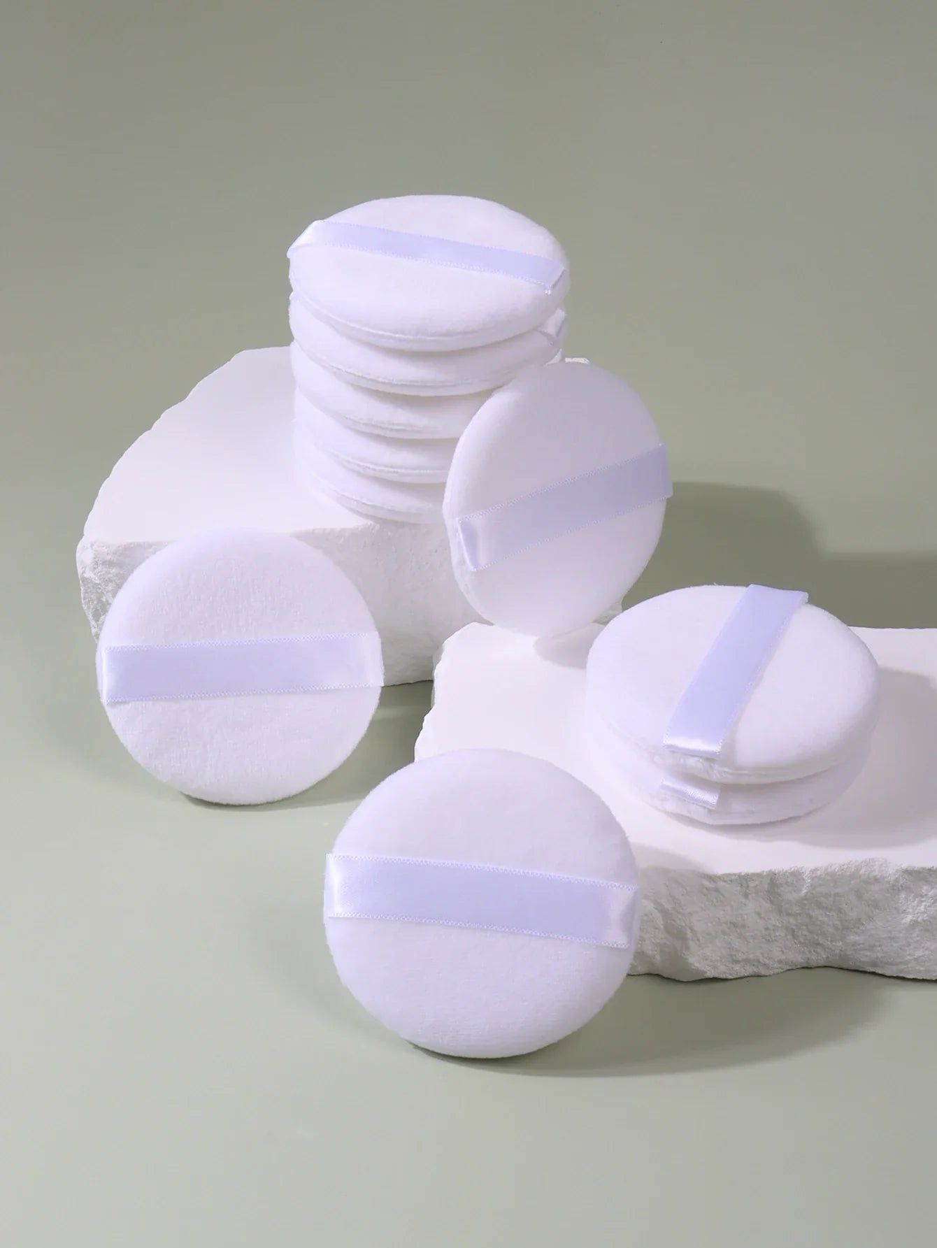 2-5-10-20Pcs Portable and Practical High-Grade White Round Powder Puff for Base and Fixing Makeup