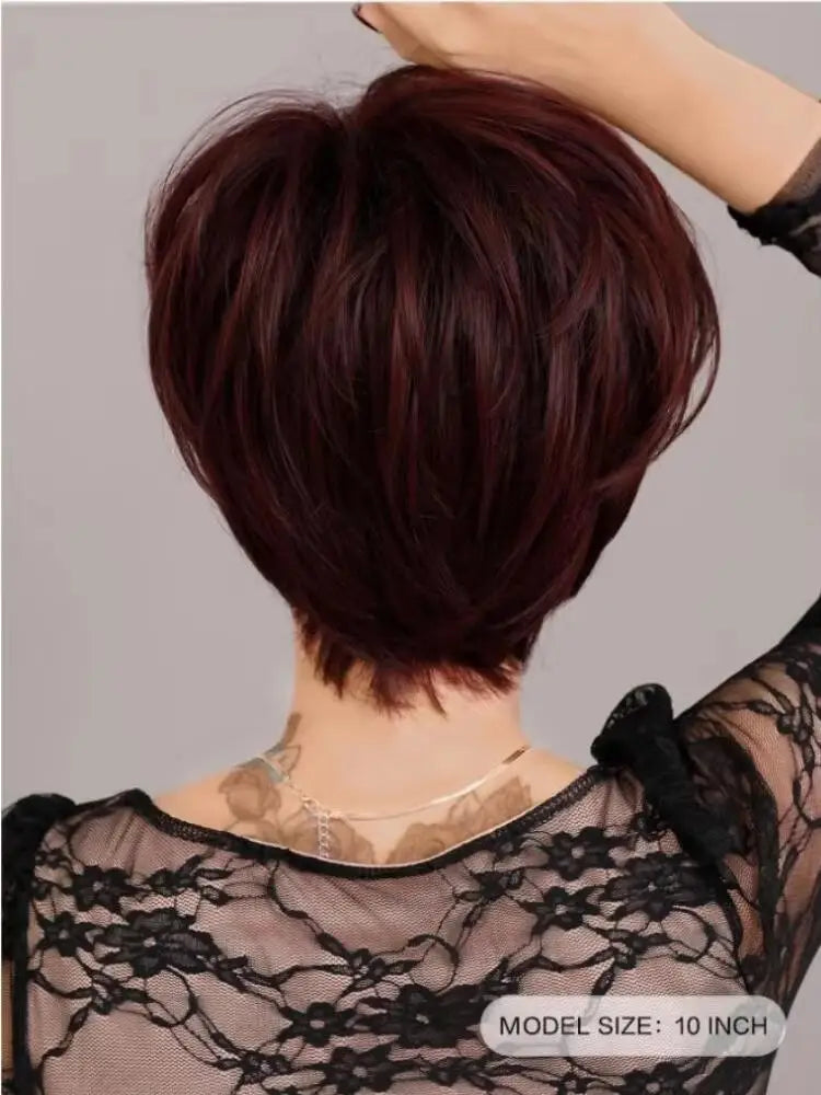 Deep Red Curly Pixie Wig with Bangs | Short Synthetic Heat-Resistant Daily Wig