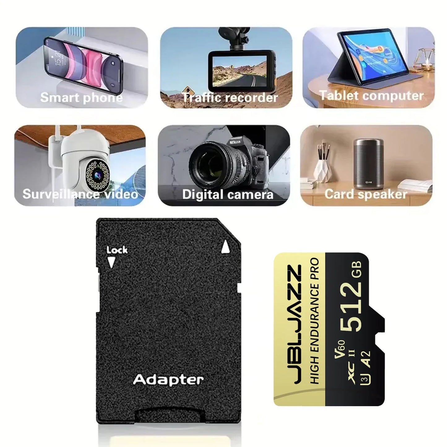 Micro SD Card High Speed Cartao De Memoria 128GB U3 V60 TF Flash Cards 64GB 256GB 512GB SD Memory Card For Phone Camera Drone