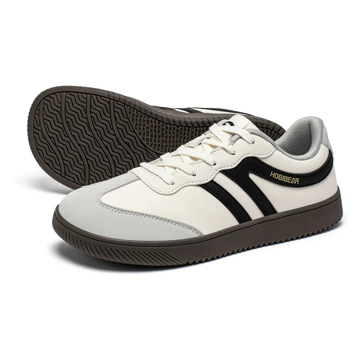 HOBIBEAR Unisex Wide Toe Shoes Artificial Leather Sneakers Casual Lace Up Retro Fashion Shoes for Women Men