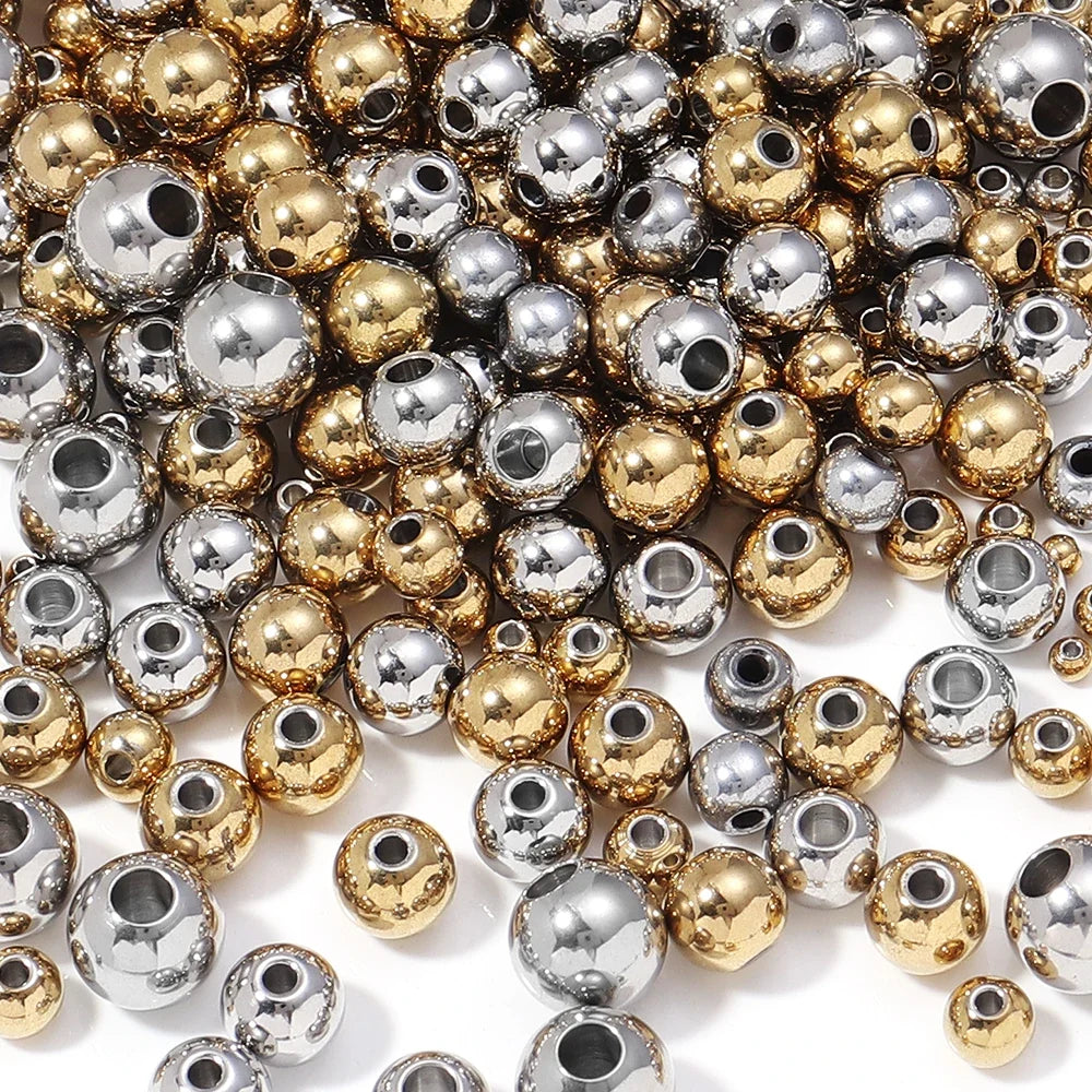2-10mm High Quality Stainless Steel Beads for Jewelry Making Loose Spacer Beads DIY Bracelet Necklace Bracelets Wholesale