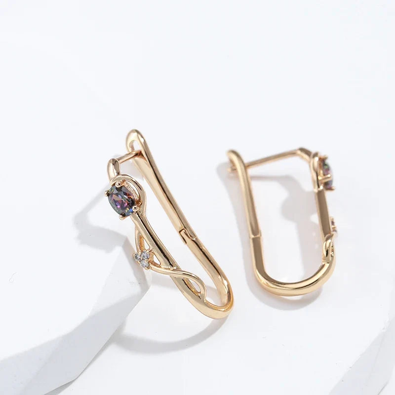 Kinel New 585 Rose Gold Long Earrings Trendy Natural Zircon Earrings Luxury Jewelry 2022 Gifts For Girls'Temperament Accessories