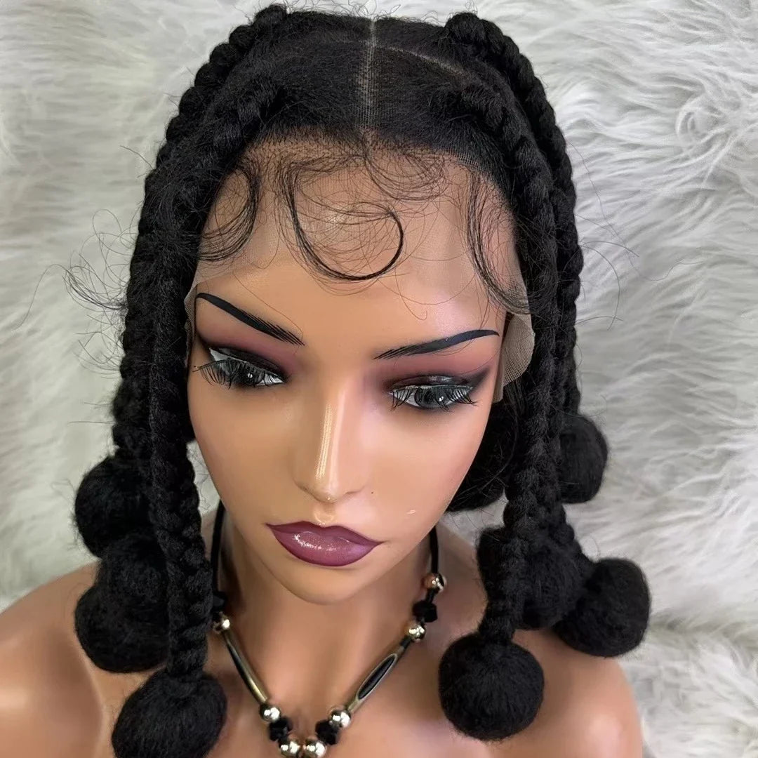 12" Ginger Orange Knotless Box Braiding Wig | Transparent Lace Front Synthetic Hair with Baby Hair
