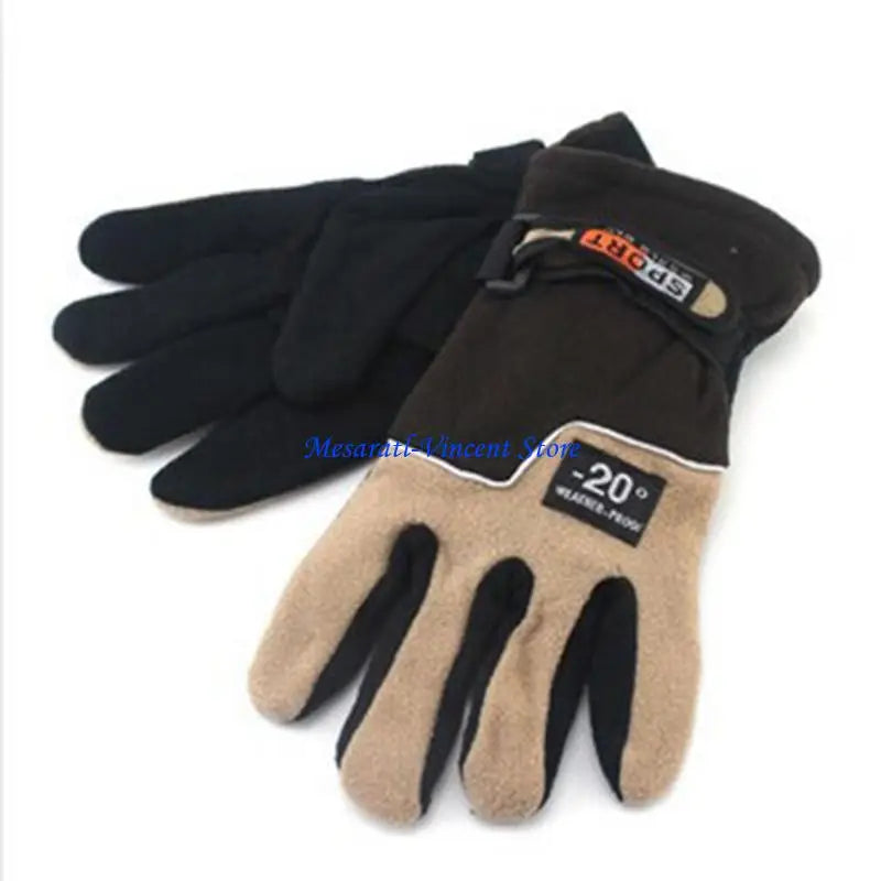 A70F Winter Warm Thermal Motorcycle Gloves Fleece Mittens For Women Men Snow Sports Hiking Back Windproof Lightweight