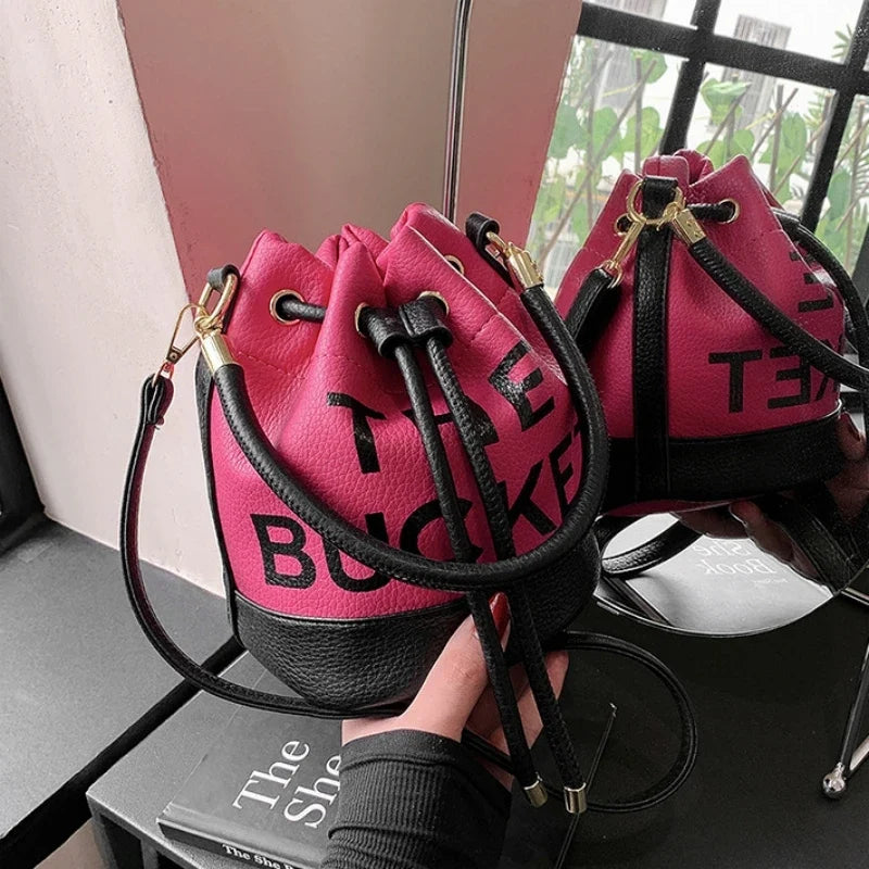 Women's Bucket Bag | PU Drawstring Shoulder and Crossbody Handbag