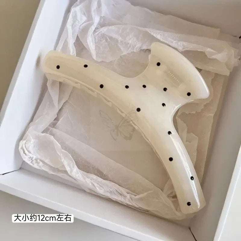 Korean Large Size Acrylic Dragon Bone Shark Hair Clip French Style Polka Point Arc Back of Head Hair Claw Clamp Hair Accessories