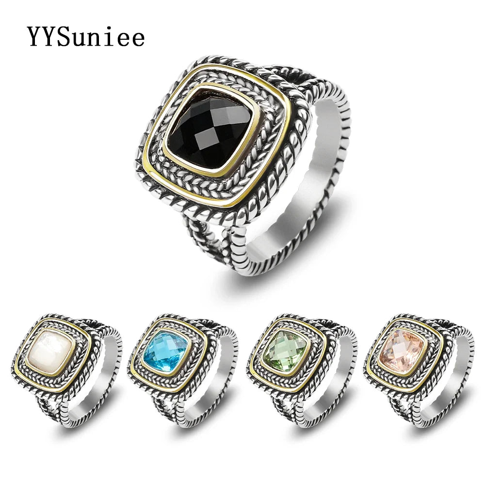 Designer Inspired Two Tone Statement Rings for Women 18K Gold Plated Fashion Brand Engagement Wedding Ring