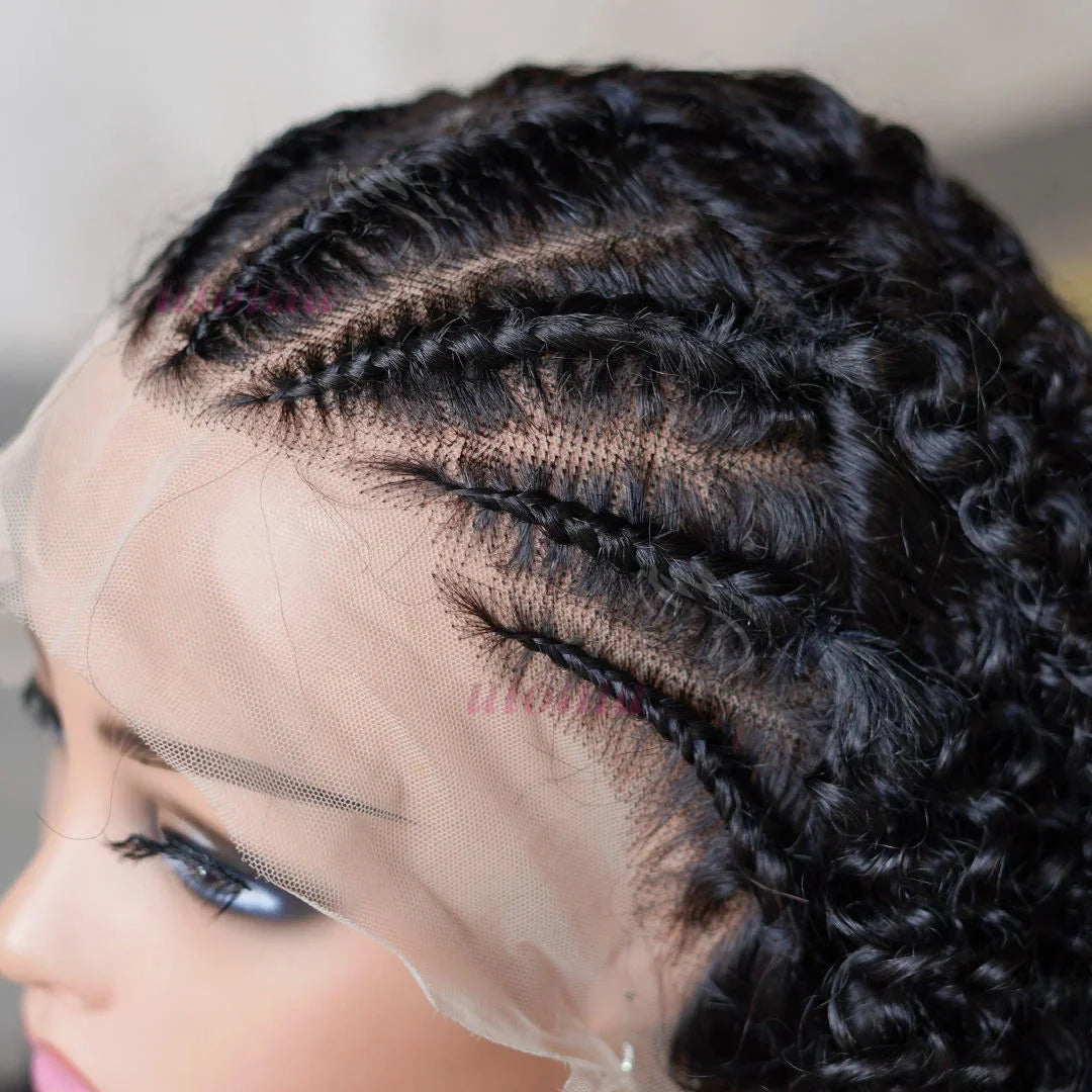 Kinky Curly Braided Bun Wig | 13x4 Lace Front | Human Hair | Remy | 210 Density