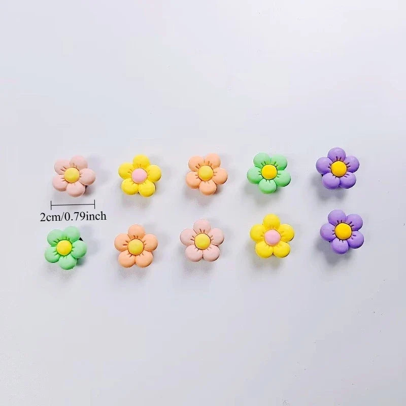 10PCS Fashion Shoe Charms Set Accessories Hole Shoe Buckle 5 Petal Flower DIY 3D Shoes Decorations for Bogg Bag Gift
