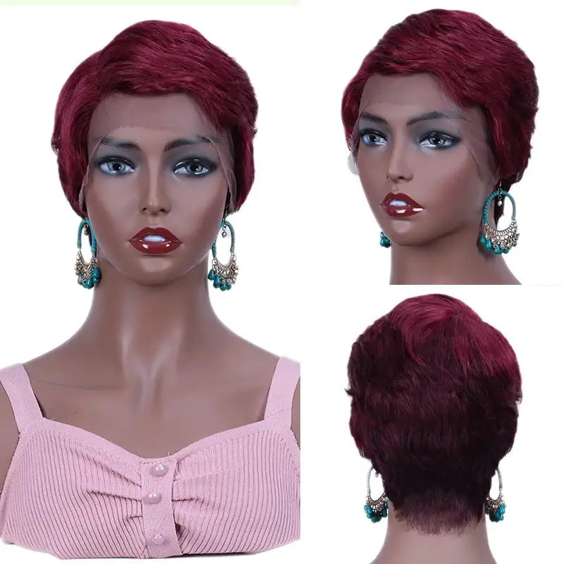 Peruvian Straight Pixie Cut Bob Wig | T-Part Transparent Lace Human Hair (Pre-Plucked Hairline)