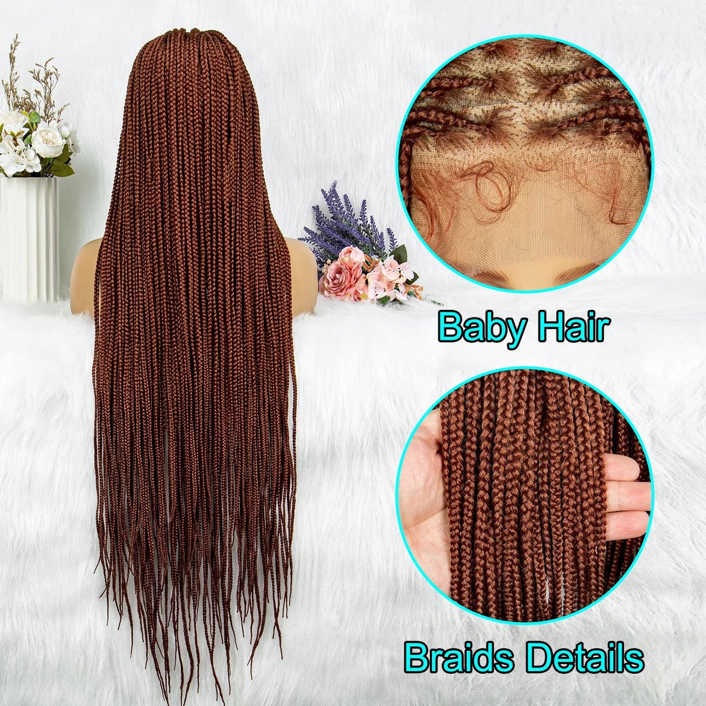 HD Full Lace Knotless Box & Cornrow Braided Wig | Transparent Lace | Synthetic Crochet Braids for Black Women