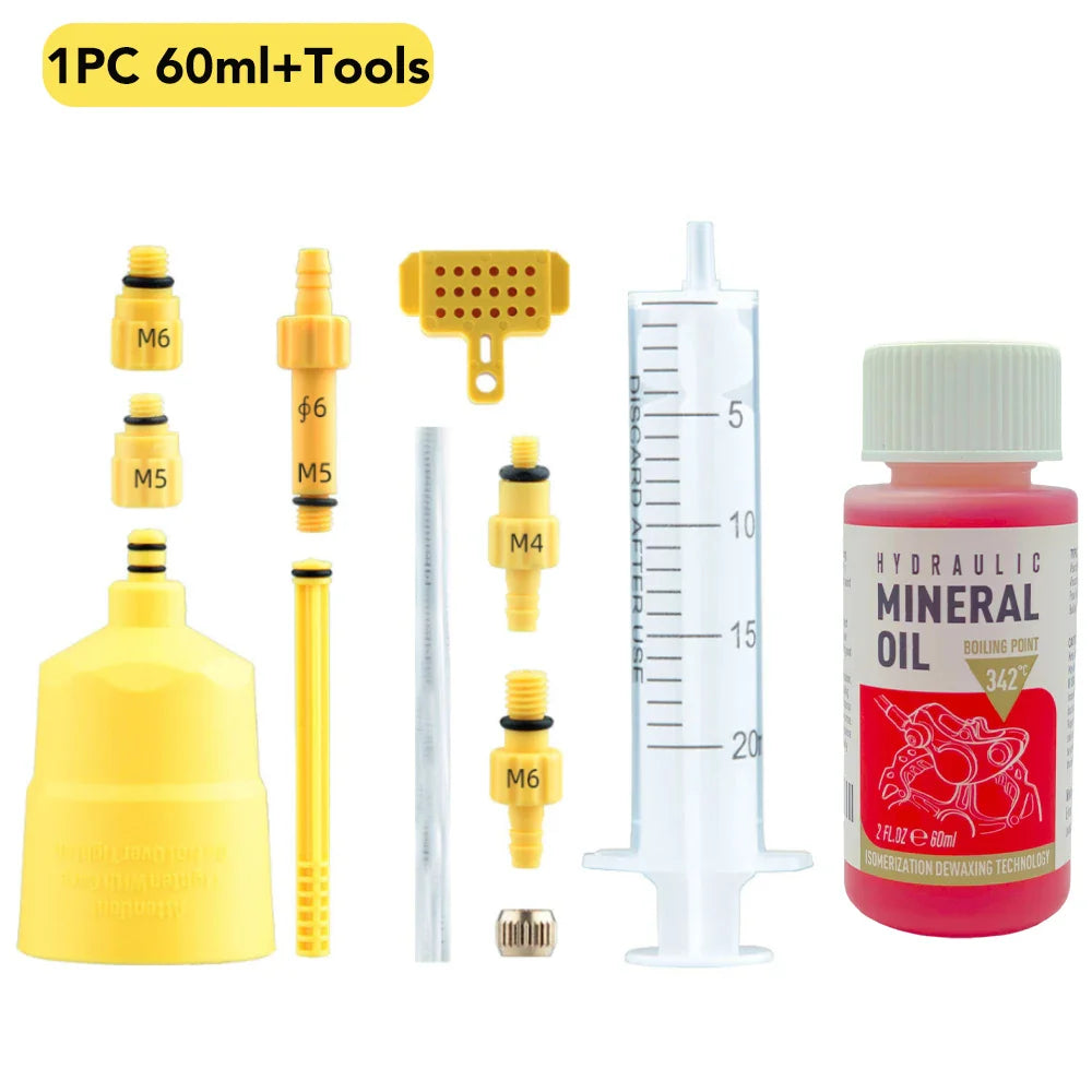 Bicycle Brake Mineral Oil 60ML Bike Hydraulic Disc Brake Oil Bleed Kit For SHIMANO TEKTRO SRAM NUTT Series Brake Repair Tools